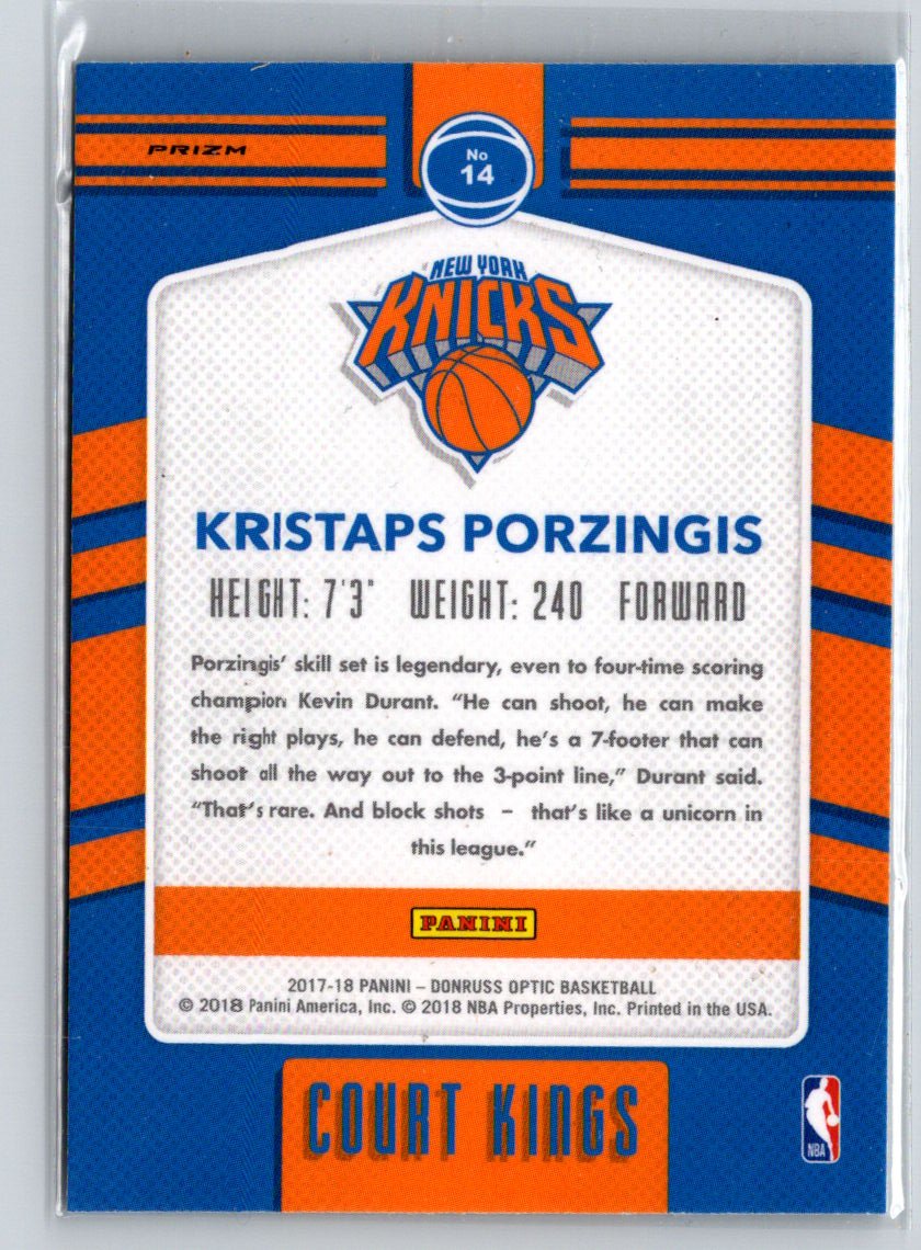 2017-18 Donruss Optic #14 Kristaps Porzingis Court Kings Holo L14