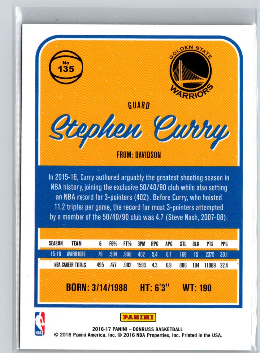 2016-17 Donruss #135 Stephen Curry L14