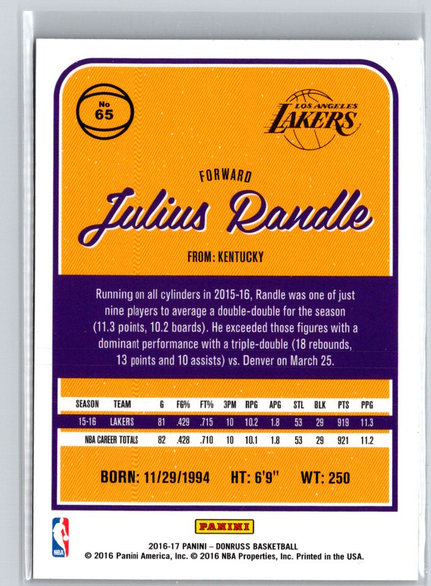 2016-17 Donruss #65 Julius Randle Orange Holo Laser L14