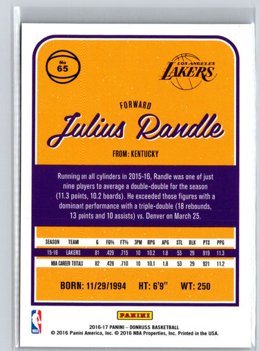 2016-17 Donruss #65 Julius Randle Orange Holo Laser L14