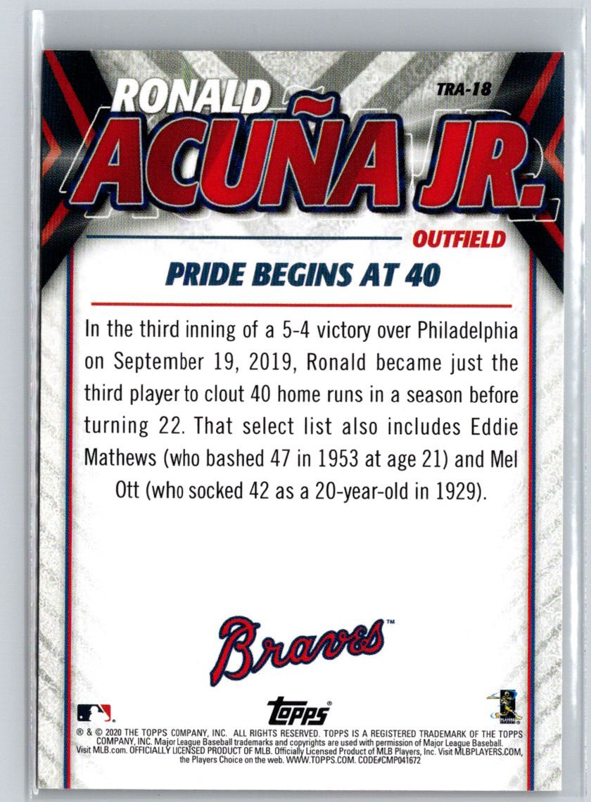 2020 Topps Update #TRA-18 Ronald Acuña Jr. Ronald Acuna Jr. Highlights L14