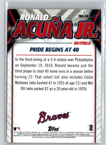 2020 Topps Update #TRA-18 Ronald Acuña Jr. Ronald Acuna Jr. Highlights L14