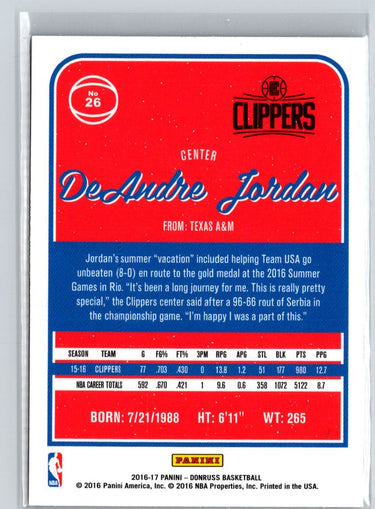 2016-17 Donruss #26 DeAndre Jordan Orange Holo Laser L15
