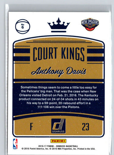 2016-17 Donruss #6 Anthony Davis Court Kings L15