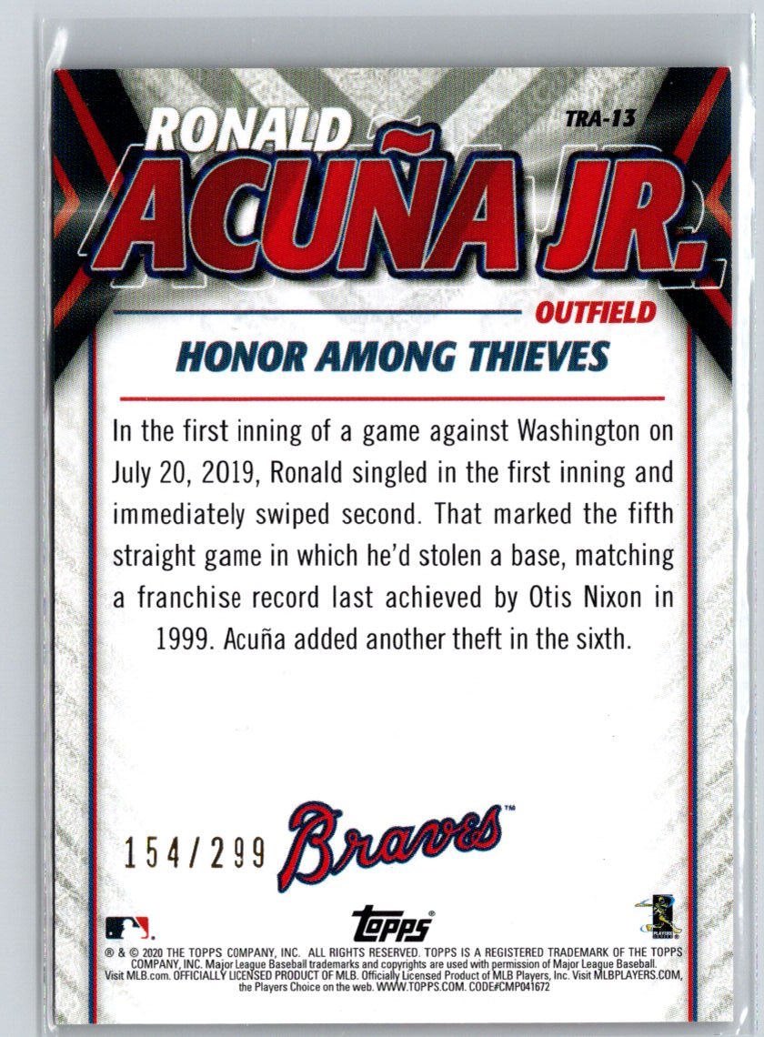 2020 Topps Update #TRA-13 Ronald Acuña Jr. Ronald Acuna Jr. Highlights L15