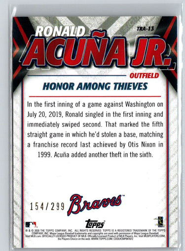2020 Topps Update #TRA-13 Ronald Acuña Jr. Ronald Acuna Jr. Highlights L15