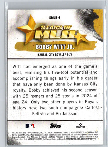 2025 Topps #SMLB-6 Bobby Witt Jr. Stars of MLB L16