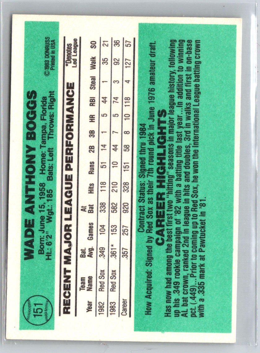 1984 Donruss #151 Wade Boggs L16