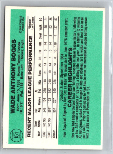 1984 Donruss #151 Wade Boggs L16