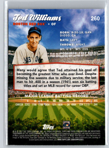 2017 Stadium Club #260 Ted Williams Sepia L17