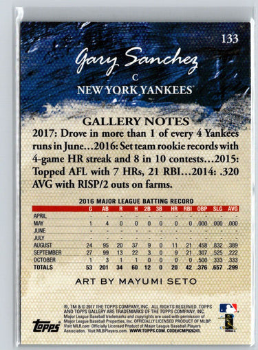 2017 Topps Gallery #133 Gary Sanchez Green #/99 L17