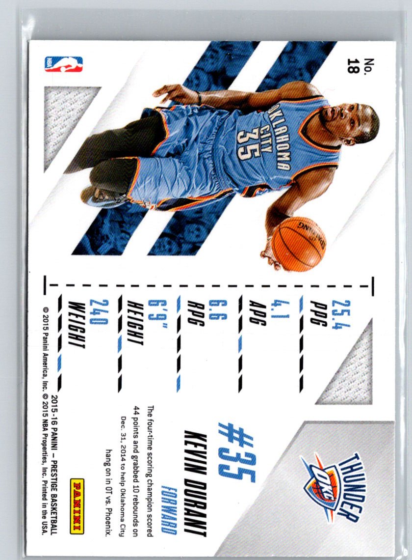 2015-16 Panini Prestige #18 Kevin Durant Prestigious Pros L18