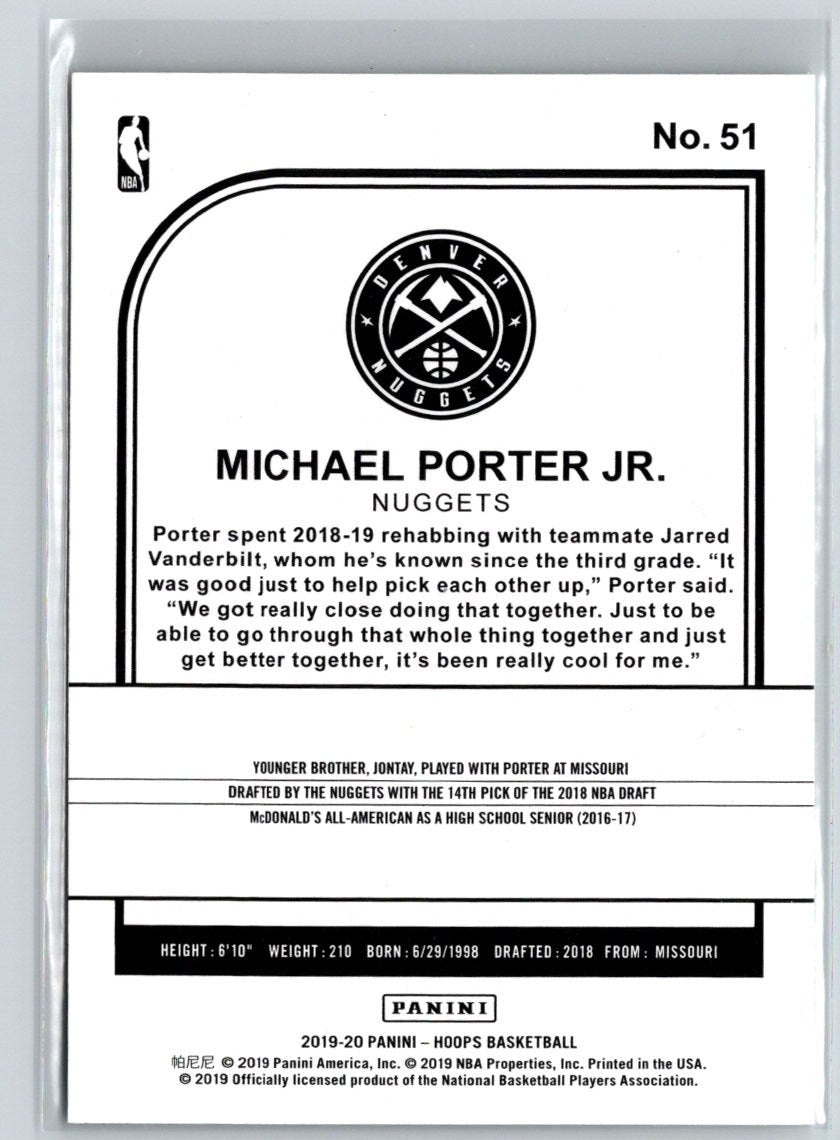 2019-20 Hoops #51 Michael Porter Jr. L18