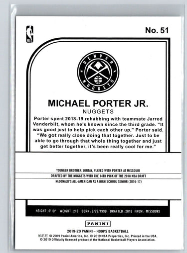 2019-20 Hoops #51 Michael Porter Jr. L18