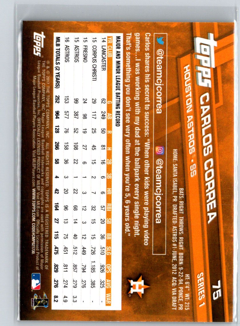 2017 Topps #75 Carlos Correa L19