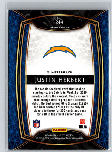 2020 Panini Select #244 Justin Herbert L20