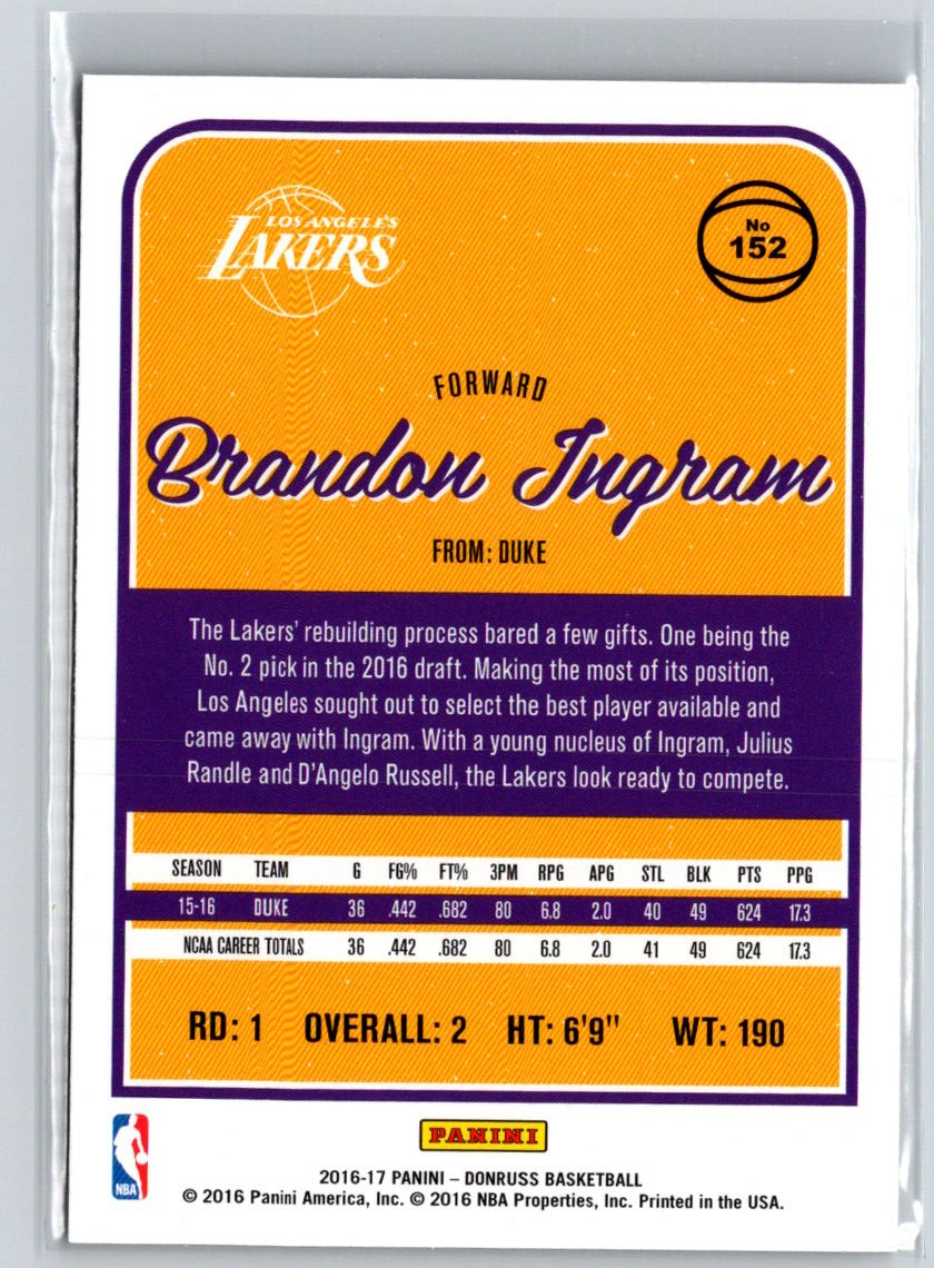 2016-17 Donruss #152 Brandon Ingram L20
