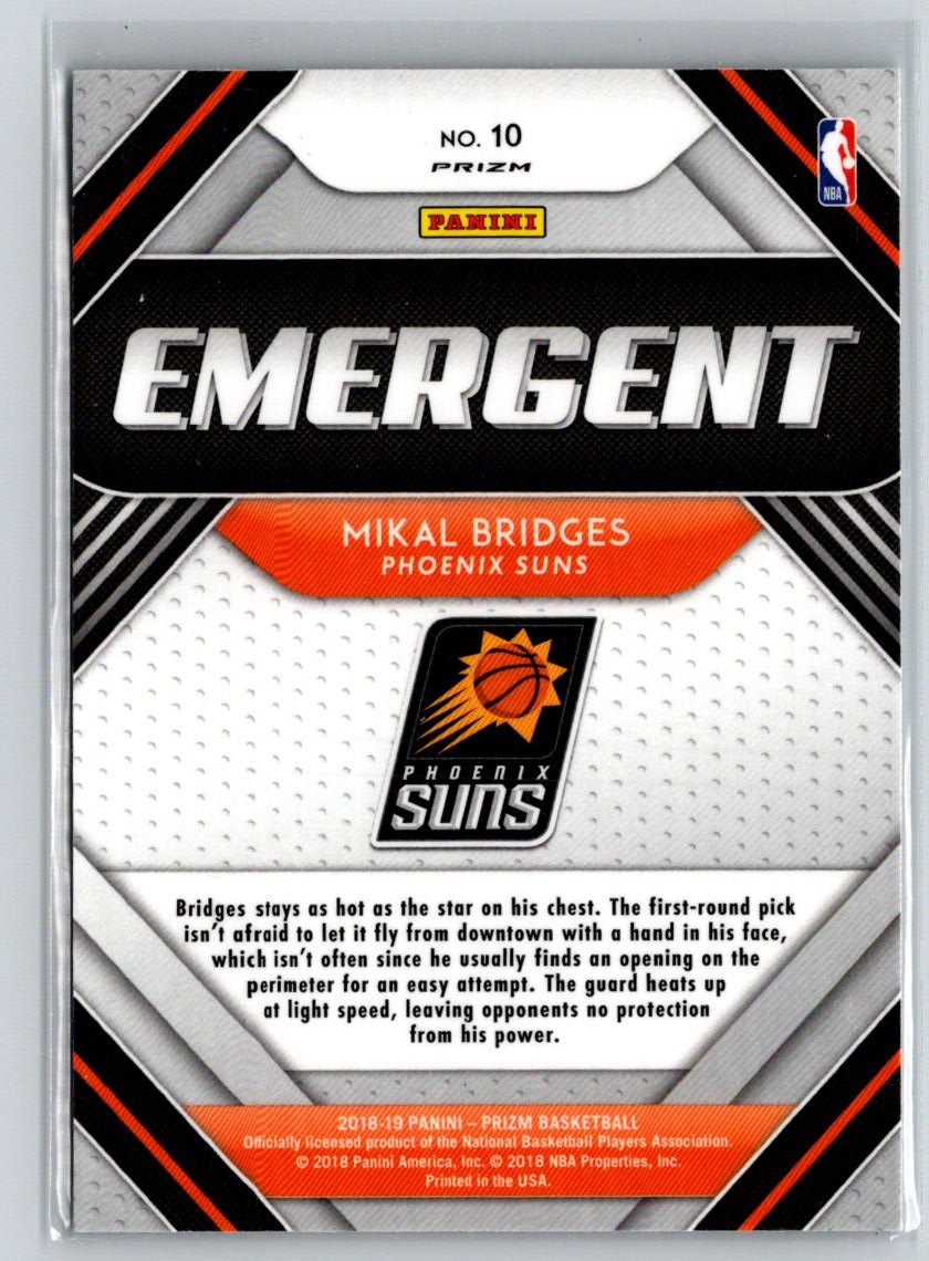 2018-19 Panini Prizm #10 Mikal Bridges Emergent Green L21