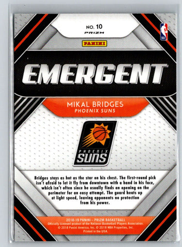 2018-19 Panini Prizm #10 Mikal Bridges Emergent Green L21