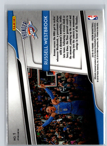 2018-19 Panini Prizm #1 Russell Westbrook Get Hyped! Silver L22