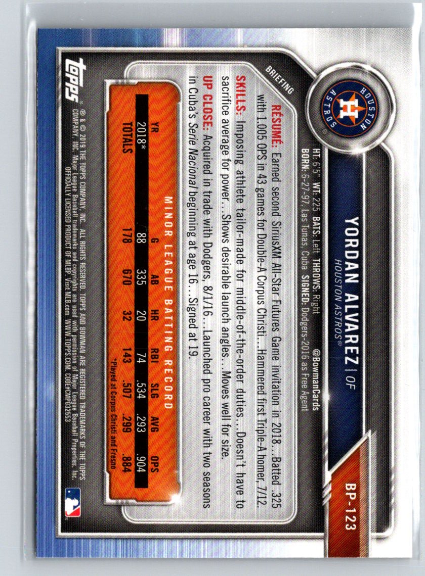 2019 Bowman #BP-123 Yordan Alvarez Prospects L23