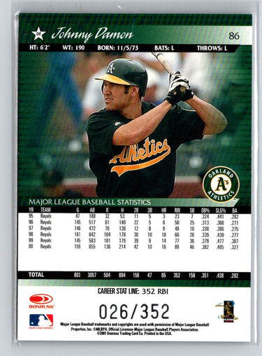 2001 Donruss #86 Johnny Damon Stat Line Career #/352 L25