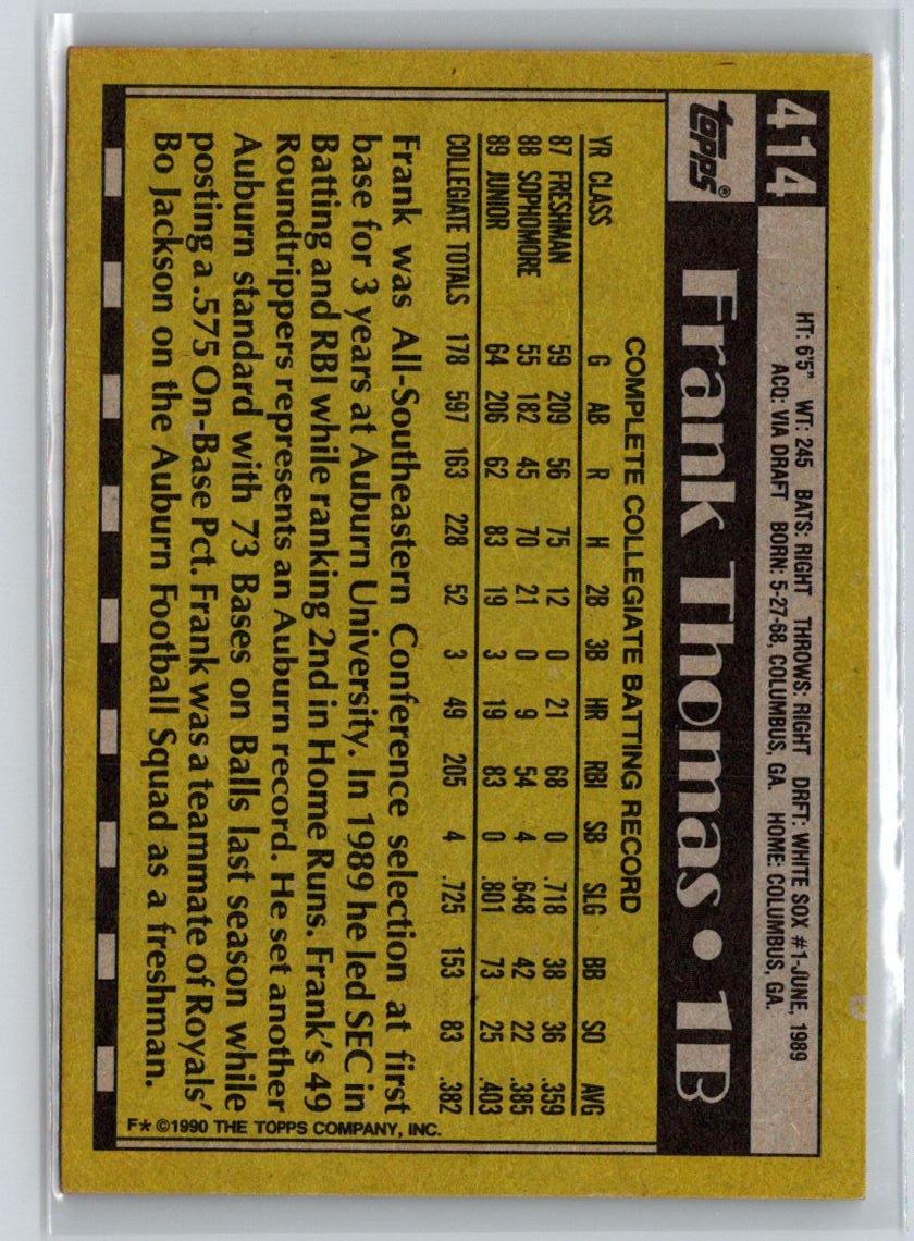 1990 Topps #414 Frank Thomas L25