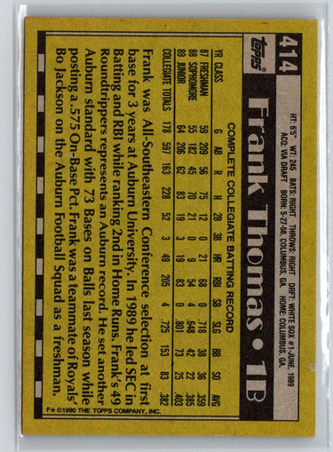 1990 Topps #414 Frank Thomas L25