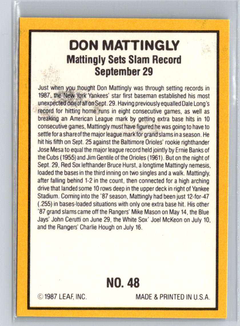 1987 Donruss Highlights #48 Don Mattingly L25