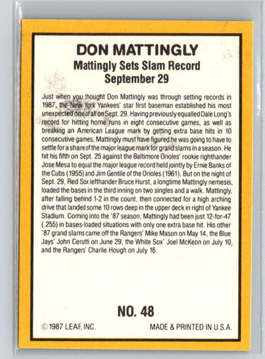 1987 Donruss Highlights #48 Don Mattingly L25