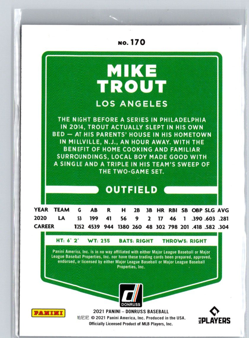 2021 Donruss #170a Mike Trout Holo Blue L25
