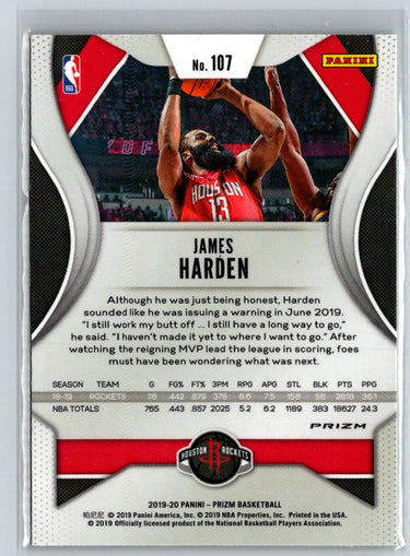 2019-20 Panini Prizm #107 James Harden Prizms Green L25