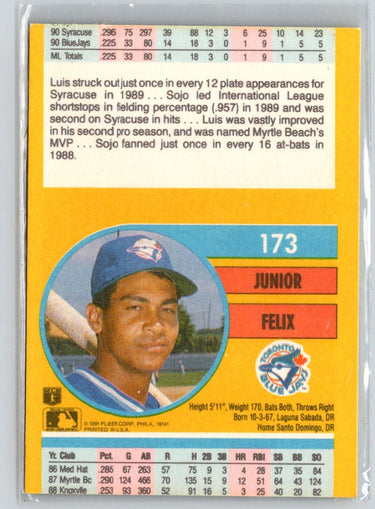 1991 Fleer #173 Junior Felix L26