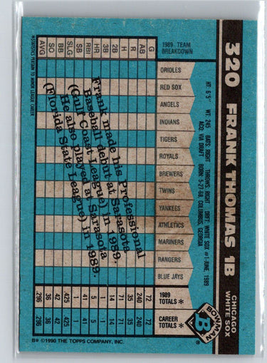 1990 Bowman #320 Frank Thomas L27