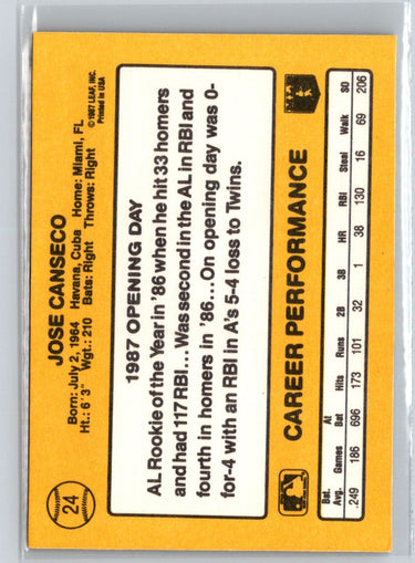 1987 Donruss Opening Day #24 Jose Canseco L27