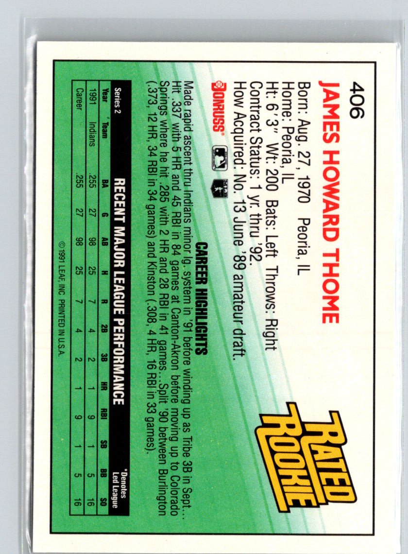 1992 Donruss #406 Jim Thome L28