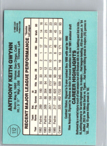 1986 Leaf #41 Tony Gwynn L28