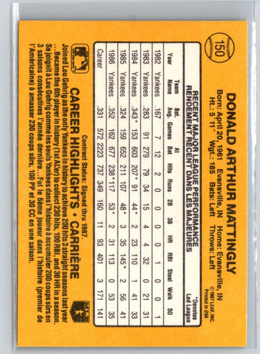 1987 Leaf #150 Don Mattingly L29
