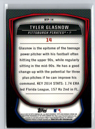 2015 Bowman - Bowman Scouts' Top 100 #BTP-14 Tyler Glasnow L29