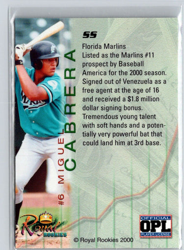 2000 Royal Rookies Futures #6 Miguel Cabrera L29