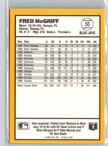 1990 Donruss Best of the AL #56 Fred McGriff L30