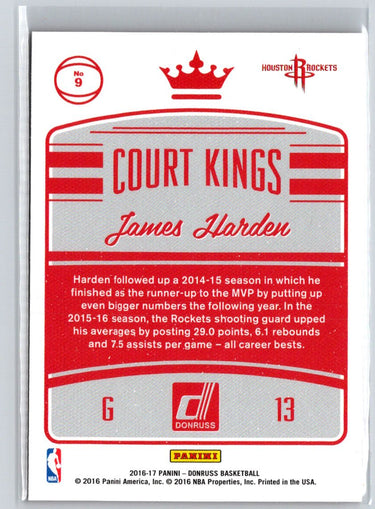 2016-17 Donruss #9 James Harden Court Kings L31