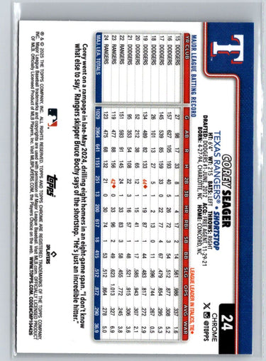 2025 Topps Chrome #24 Corey Seager Topps Refractors L32