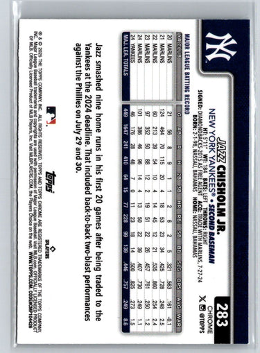 2025 Topps Chrome #283 Jazz Chisholm Jr. Raywave Refractors L32