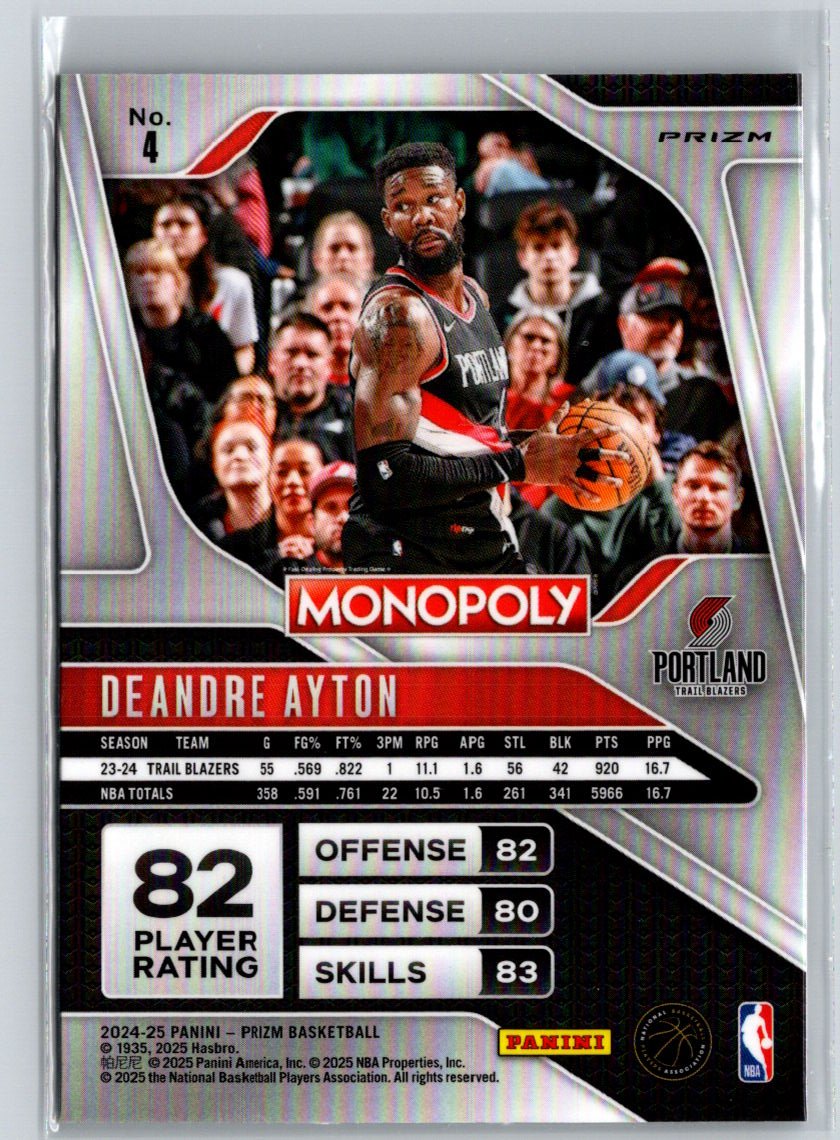 2024-25 Panini Prizm Monopoly #4 DeAndre Ayton Ice Prizms L32