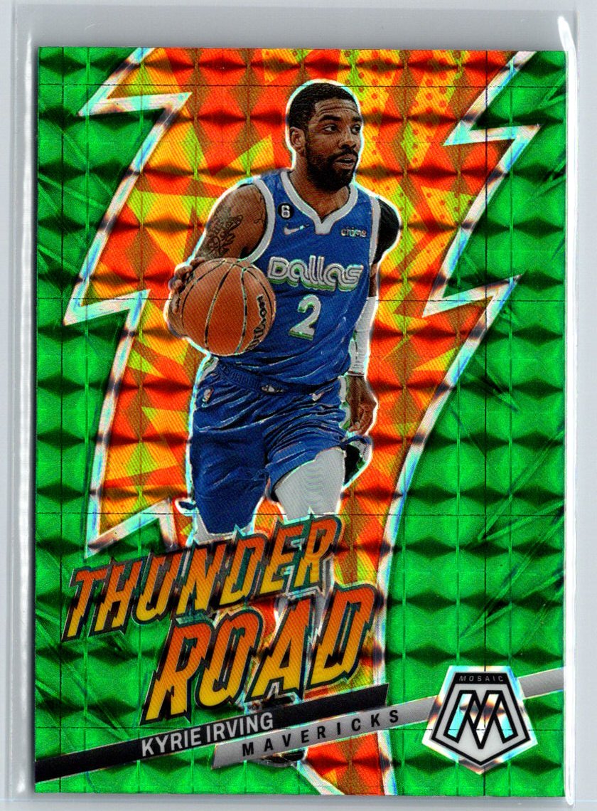 2022-23 Panini Mosaic #19 Kyrie Irving Thunder Road Mosaic Green L32