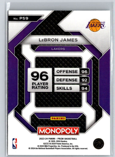 2023-24 Panini Prizm Monopoly #PS9 LeBron James All-Star L32