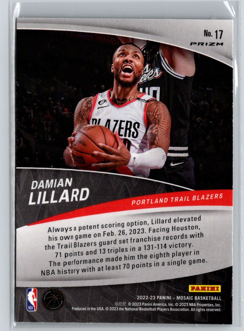 2022-23 Panini Mosaic #17 Damian Lillard Elevate Mosaic Green L32