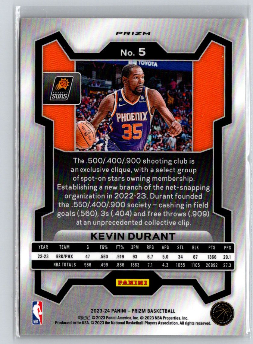 2023-24 Panini Prizm #5 Kevin Durant Prizms Orange Ice L33