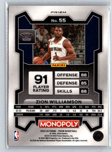 2023-24 Panini Prizm Monopoly #55 Zion Williamson Purple L33